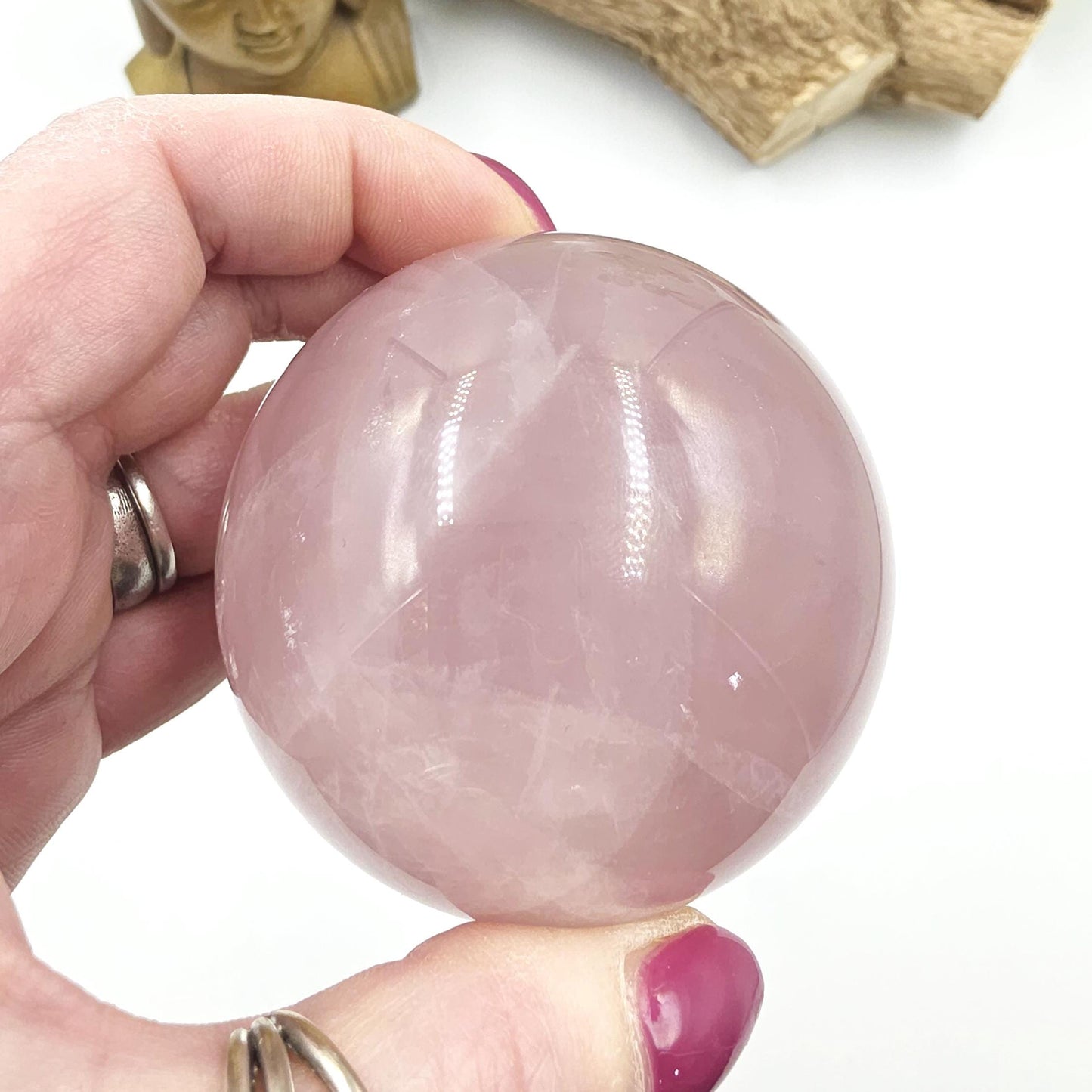Lavender Rose Quartz Sphere – Self Love, Calm & Soothing Healing Crystal, 67mm