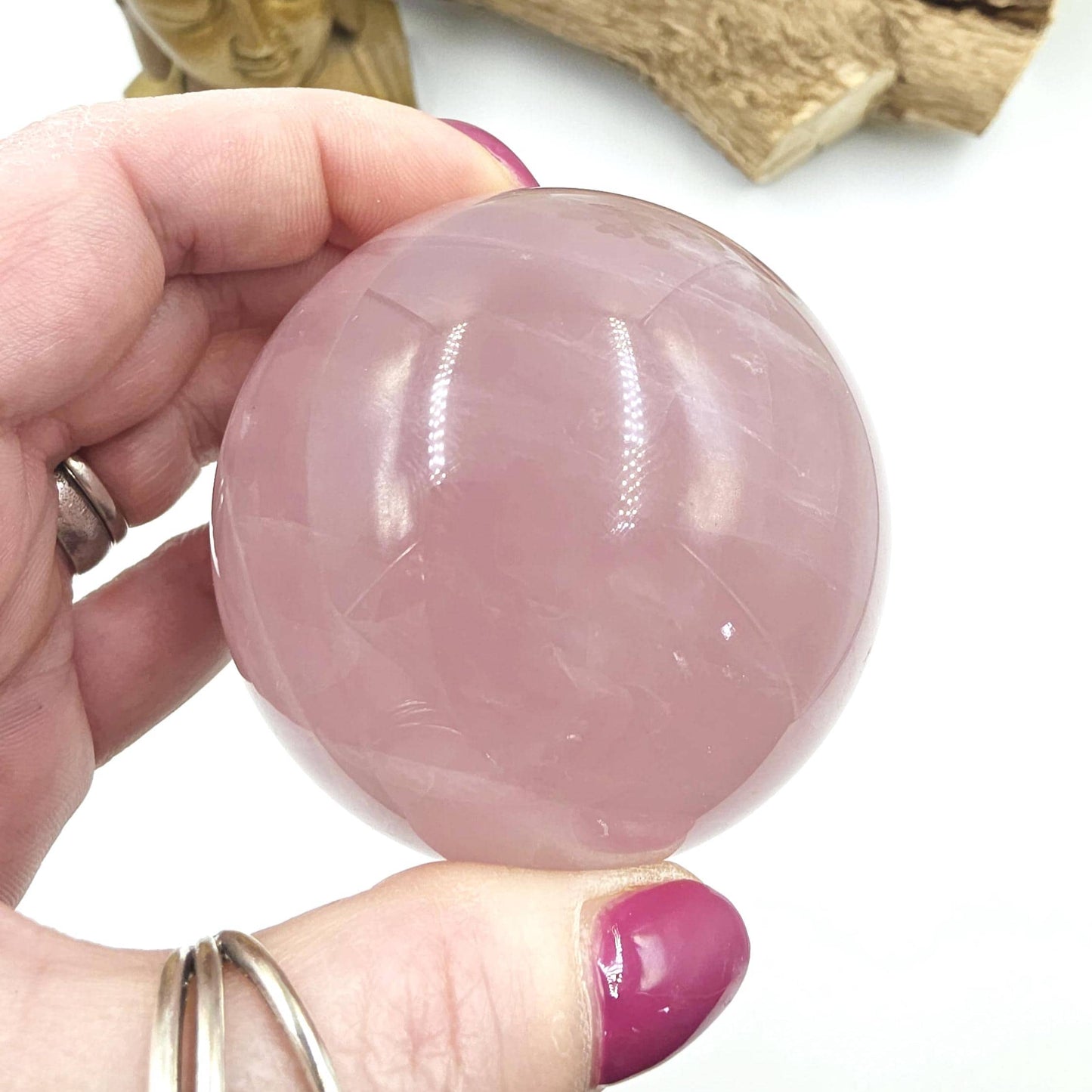 Lavender Rose Quartz Sphere – Self Love, Calm & Soothing Healing Crystal, 67mm