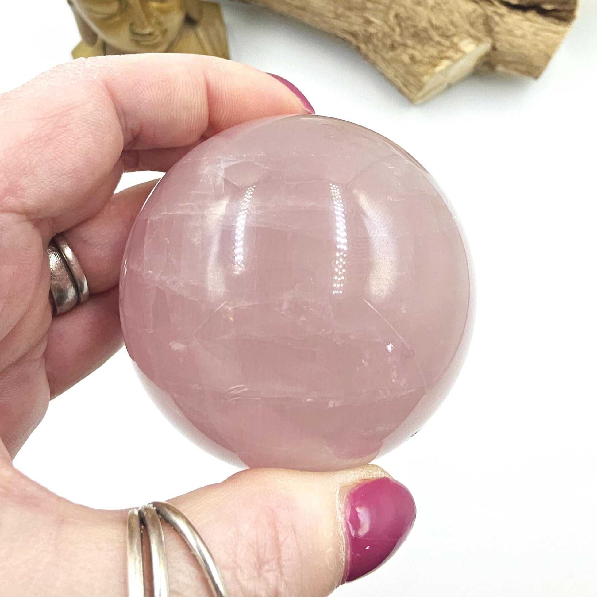 Lavender Rose Quartz Sphere – Self Love, Calm & Soothing Healing Crystal, 67mm
