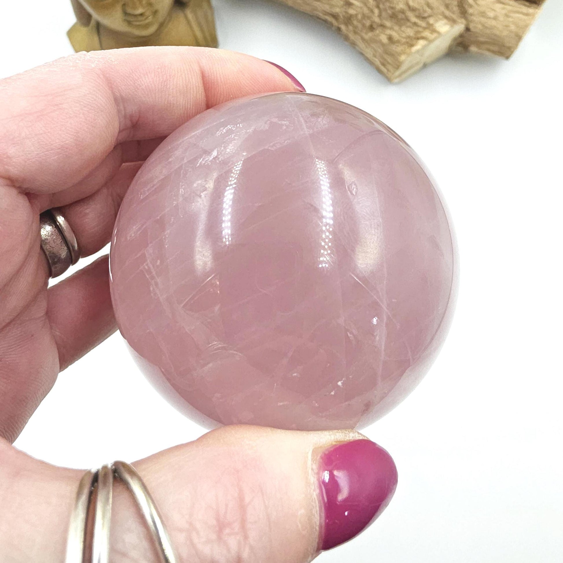 Lavender Rose Quartz Sphere – Self Love, Calm & Soothing Healing Crystal, 67mm