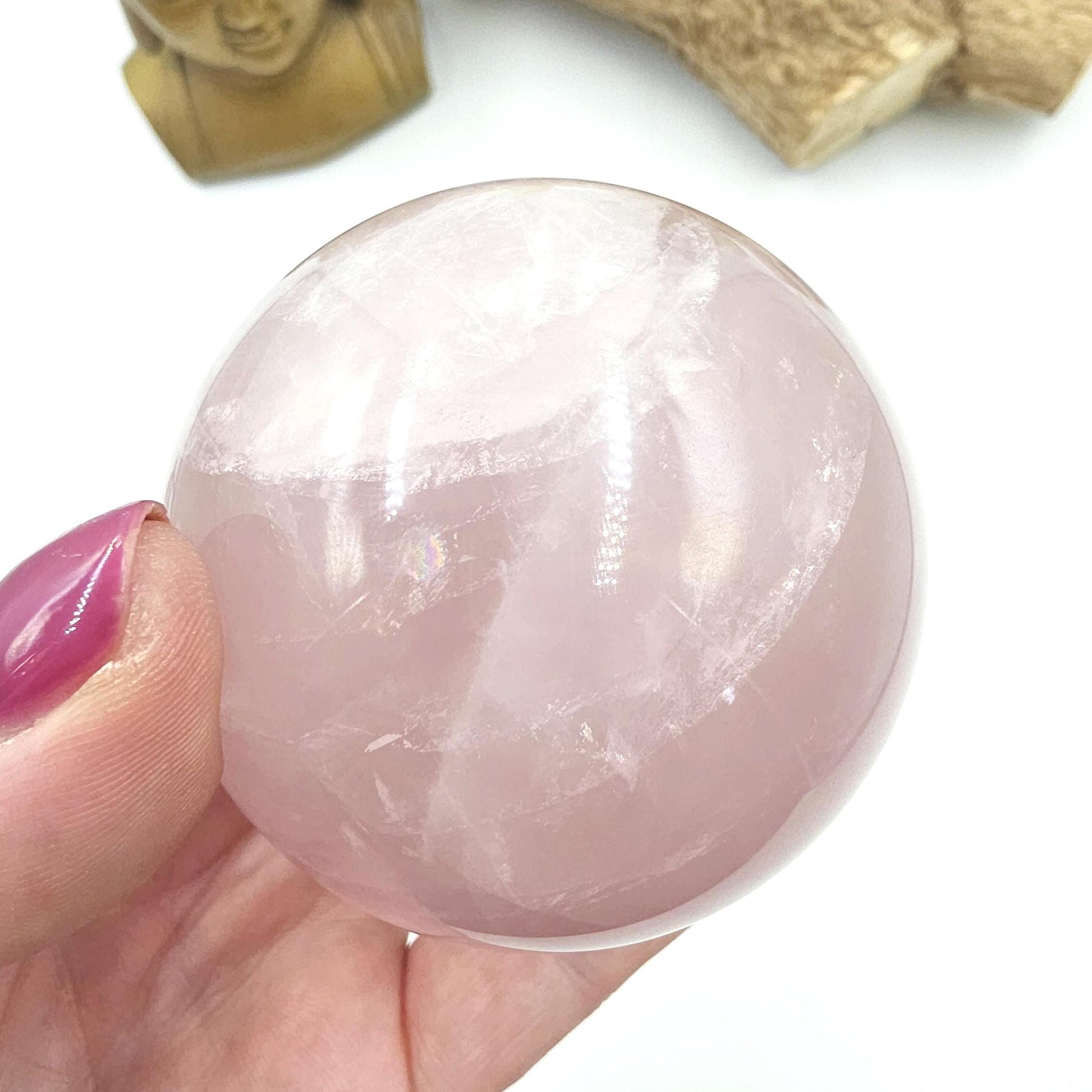 Lavender Rose Quartz Sphere – Self Love, Calm & Soothing Healing Crystal, 67mm