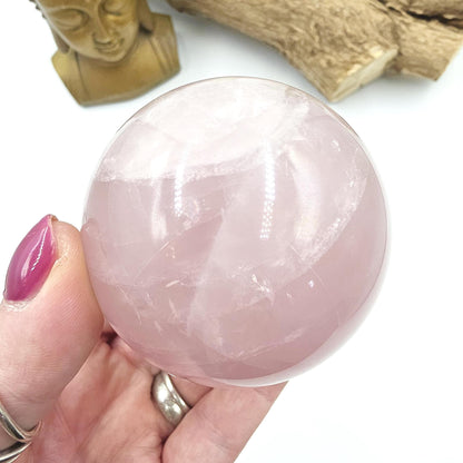 Lavender Rose Quartz Sphere – Self Love, Calm & Soothing Healing Crystal, 67mm