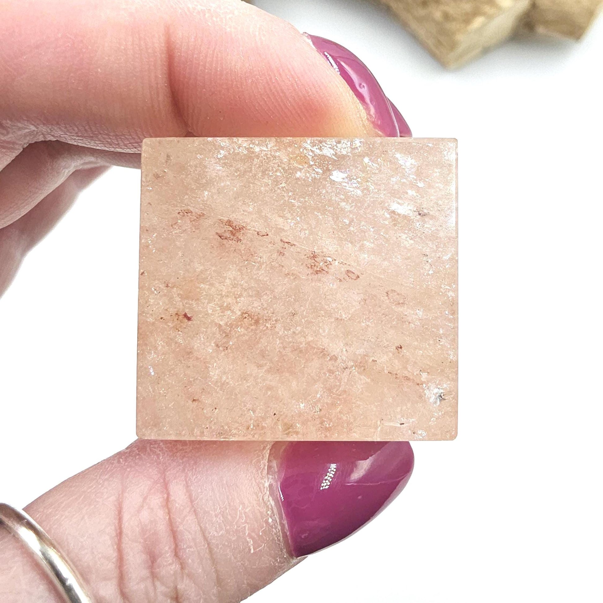 Rare Pink Lemurian Quartz Crystal Cube – Love, Healing & High Vibrational Quartz Crystal, 85g
