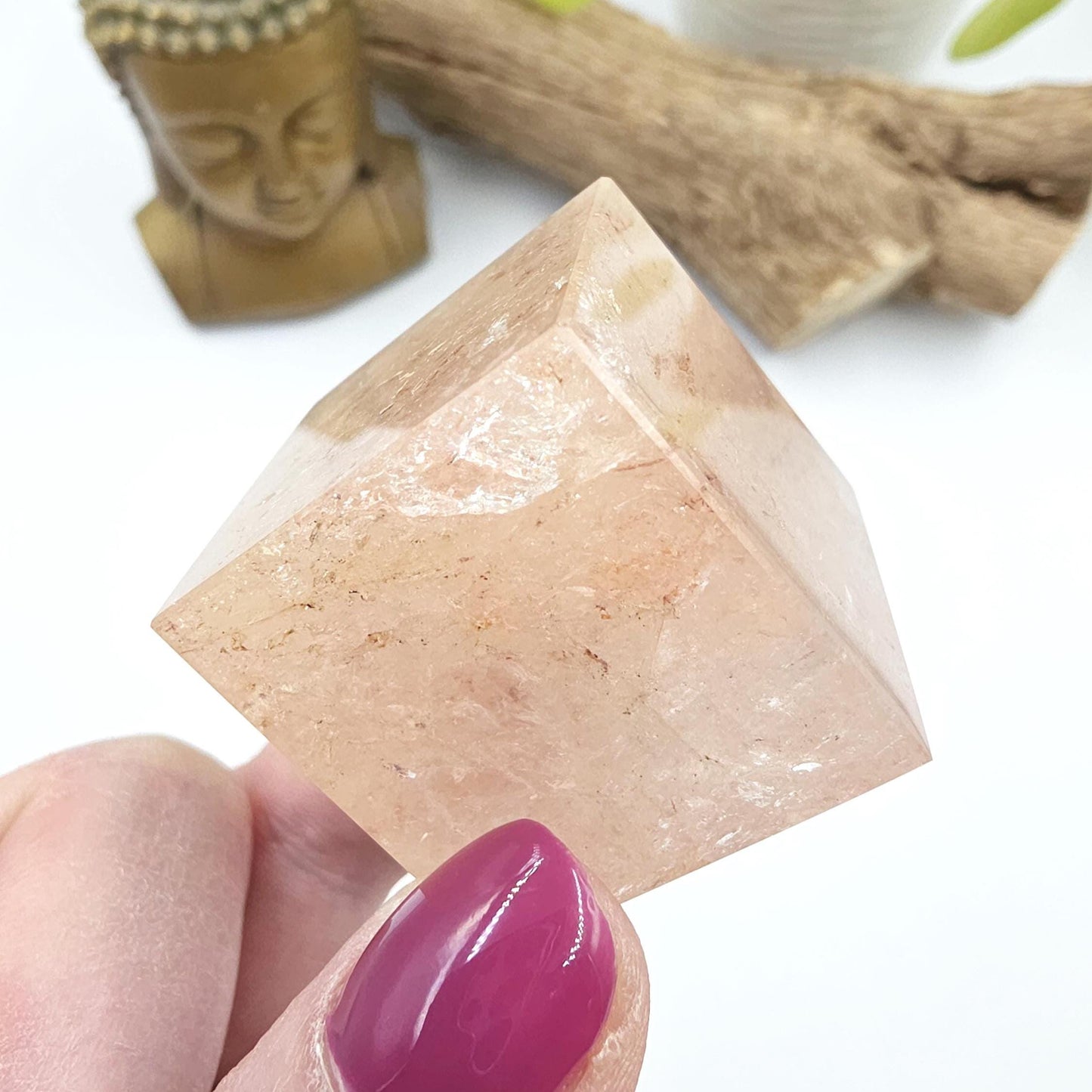 Rare Pink Lemurian Quartz Crystal Cube – Love, Healing & High Vibrational Quartz Crystal, 85g