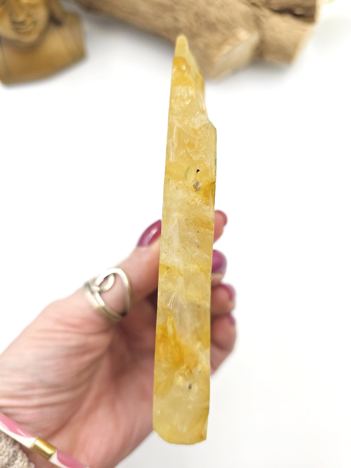 High Grade Golden Healer Slice Slab – Healing, Balance & High Vibrational Quartz Crystal, 290g