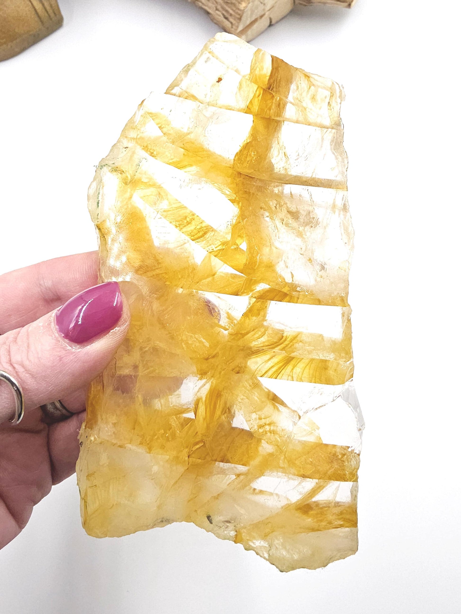 High Grade Golden Healer Slice Slab – Healing, Balance & High Vibrational Quartz Crystal, 290g