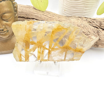 High Grade Golden Healer Slice Slab – Healing, Balance & High Vibrational Quartz Crystal, 290g