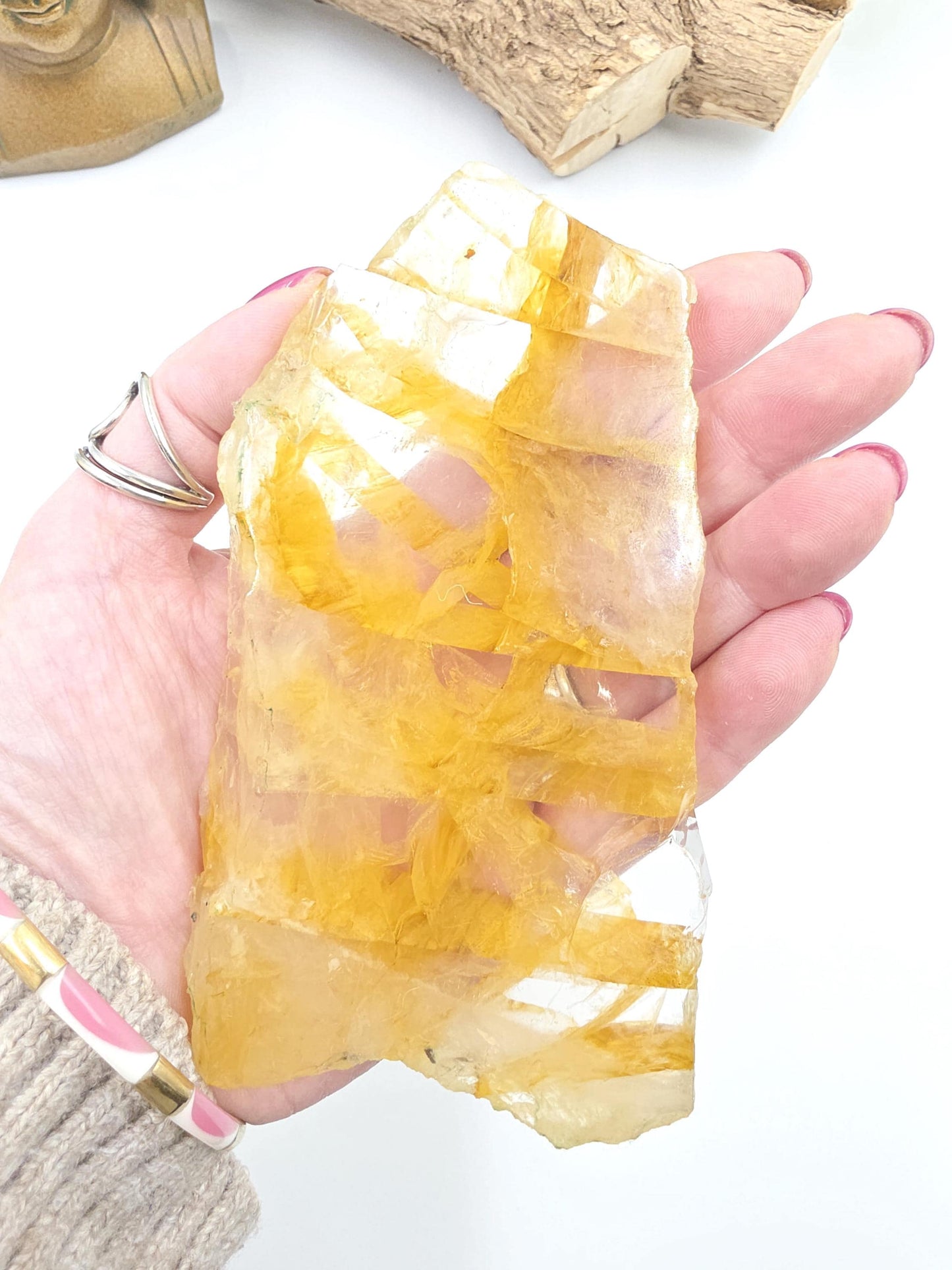 High Grade Golden Healer Slice Slab – Healing, Balance & High Vibrational Quartz Crystal, 290g