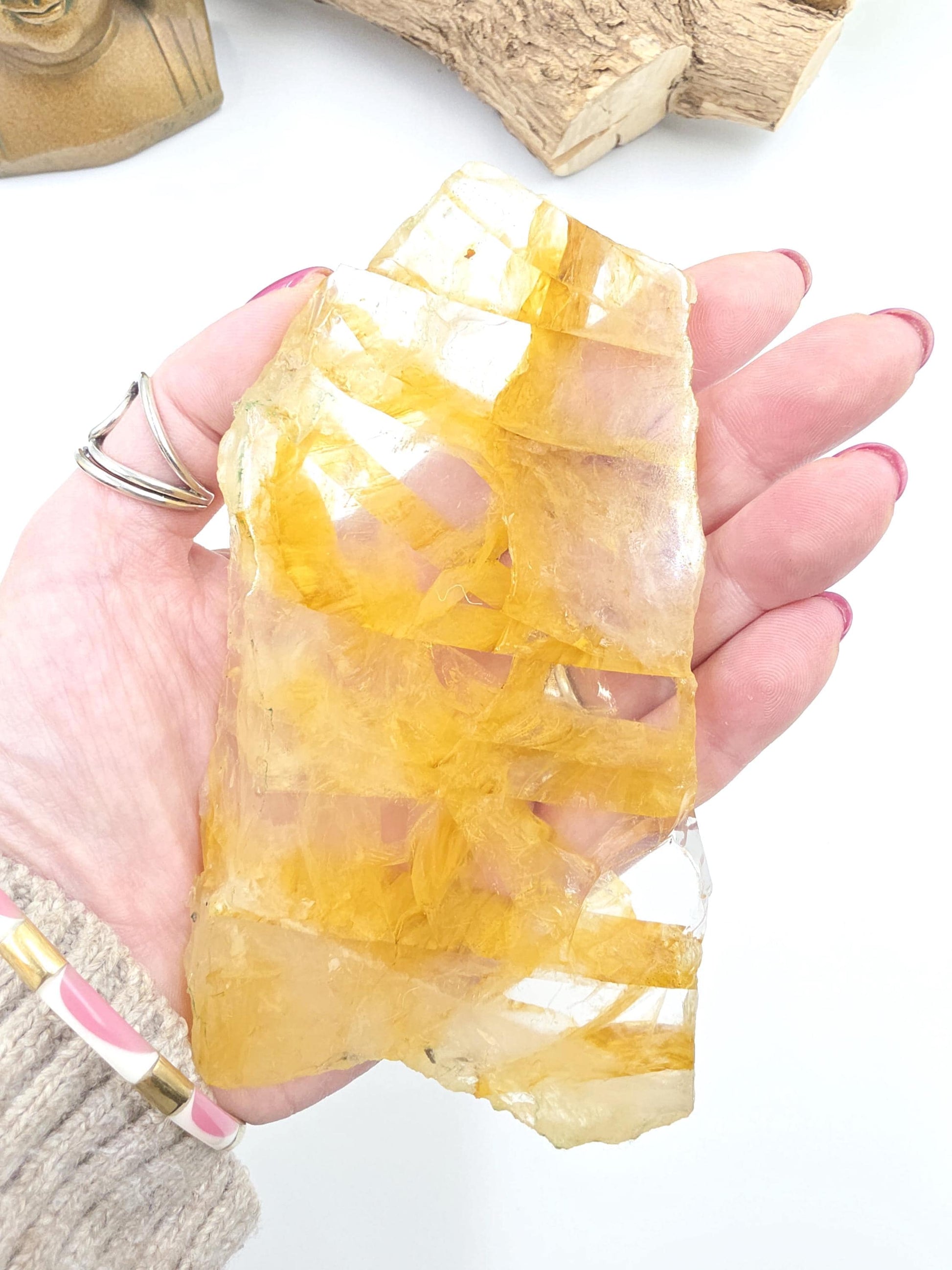 High Grade Golden Healer Slice Slab – Healing, Balance & High Vibrational Quartz Crystal, 290g