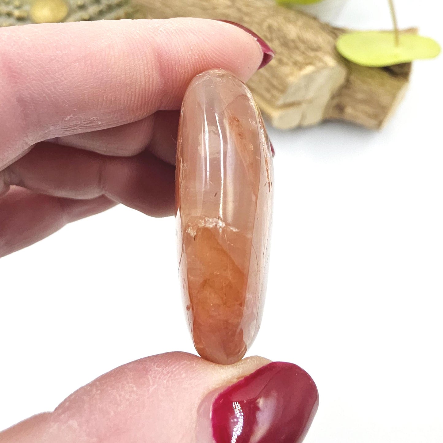 Little Fire Quartz (Hematoid) Palm Stone with rainbows – Strength, Confidence & Root Chakra Energy Crystal, 40g