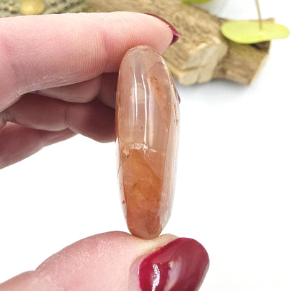 Little Fire Quartz (Hematoid) Palm Stone with rainbows – Strength, Confidence & Root Chakra Energy Crystal, 40g