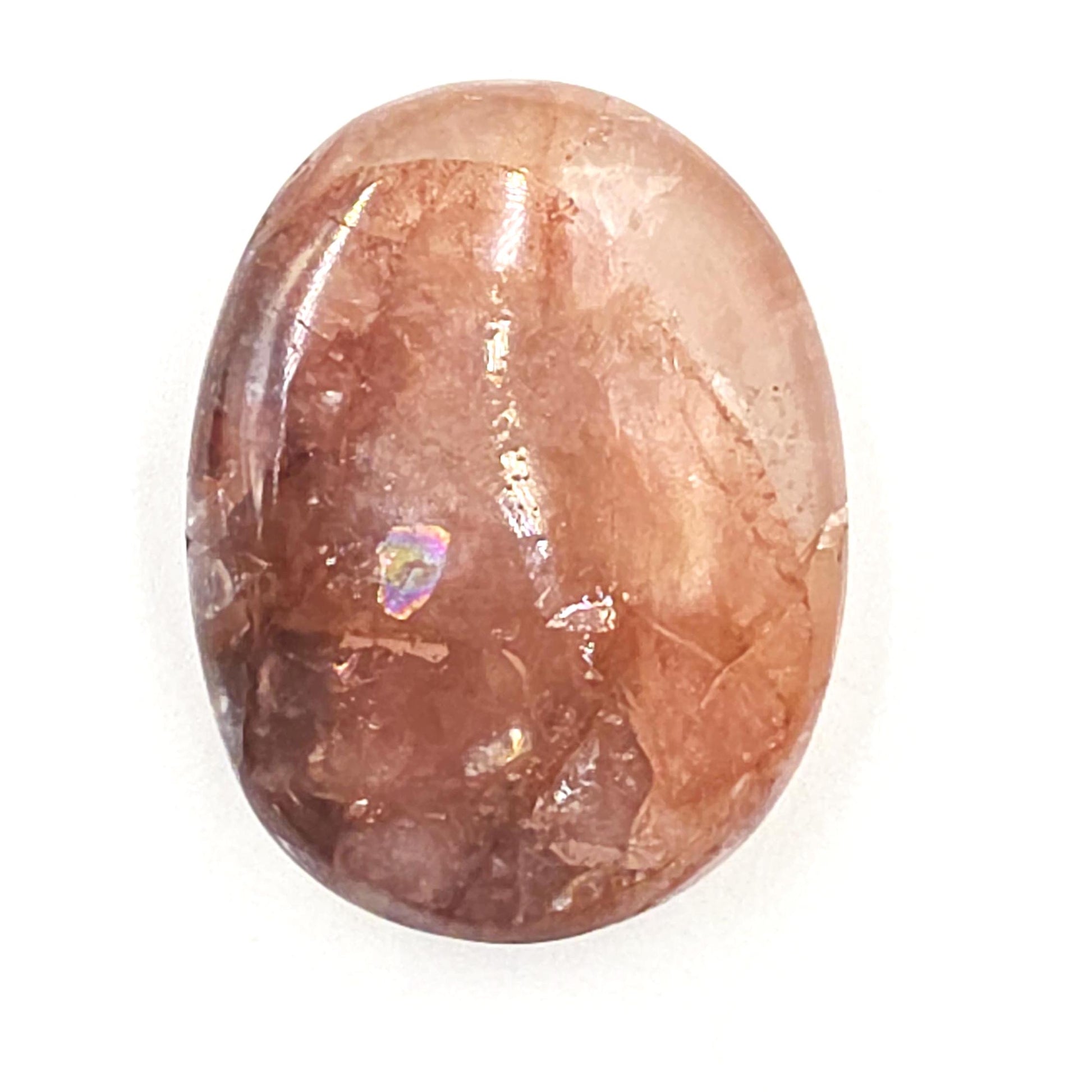 Little Fire Quartz (Hematoid) Palm Stone with rainbows – Strength, Confidence & Root Chakra Energy Crystal, 40g