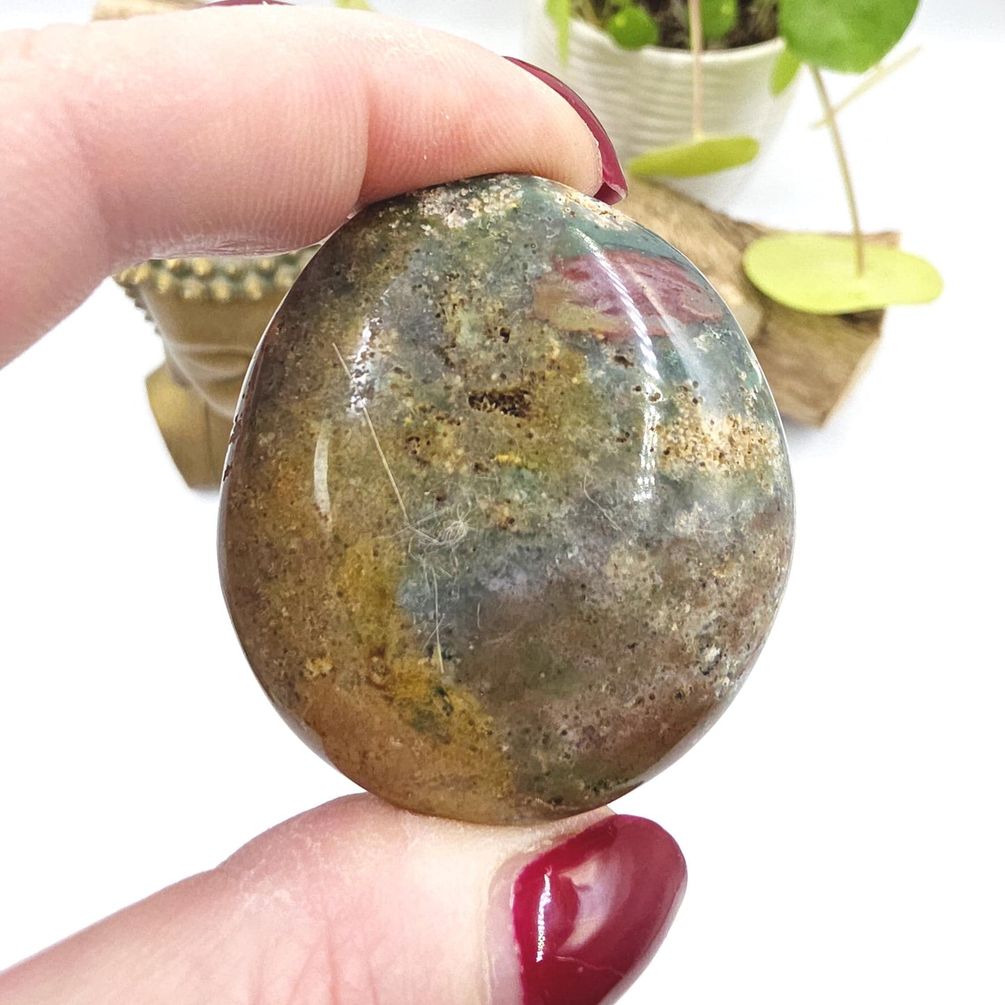 Ocean Jasper Palm Stone - Joy & Renewal Healing Crystal - 55g