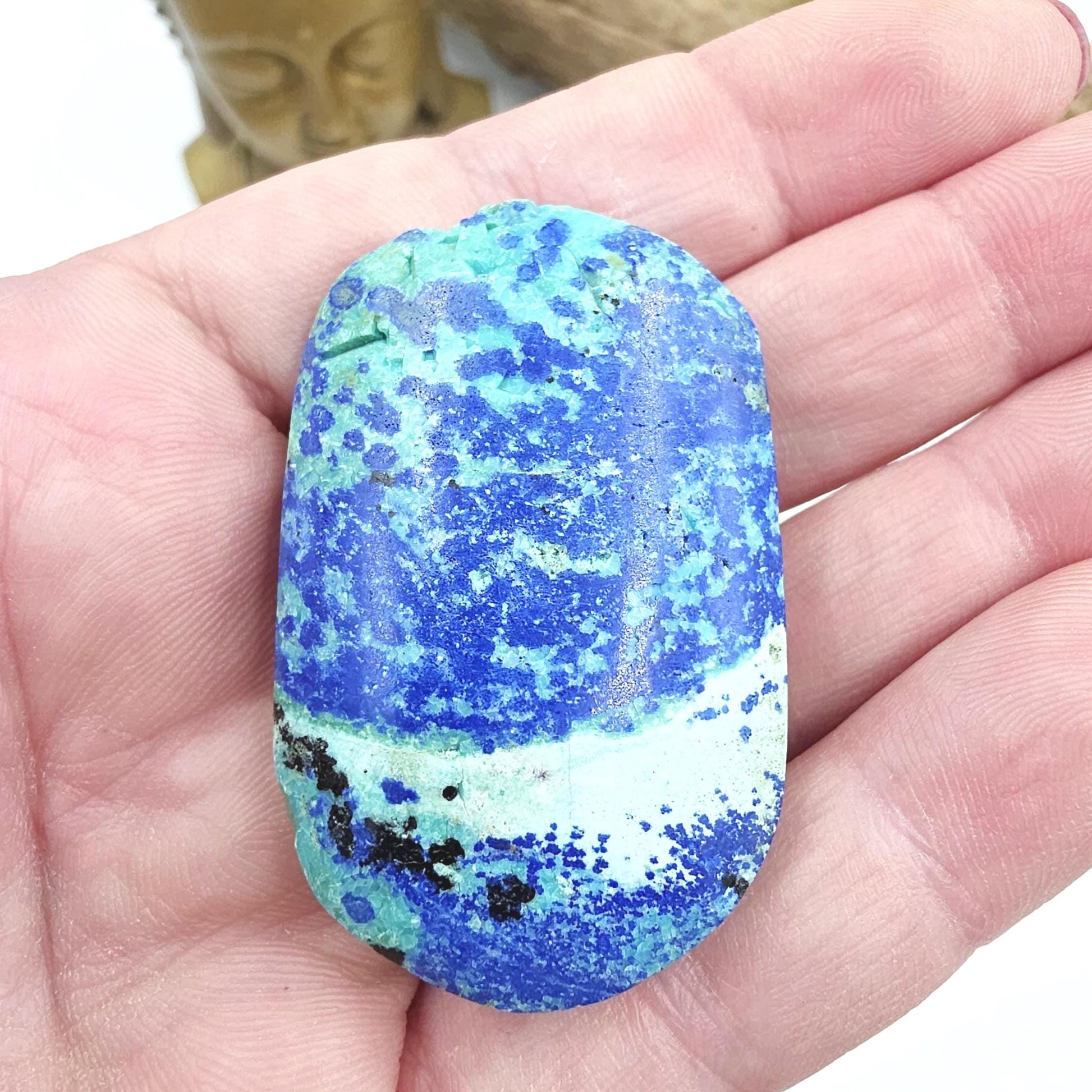 Little Rare Azurite Palm Stone - Intuition & Spiritual Insight Third Eye Chakra Crystal - 30g