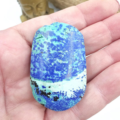 Little Rare Azurite Palm Stone - Intuition & Spiritual Insight Third Eye Chakra Crystal - 30g