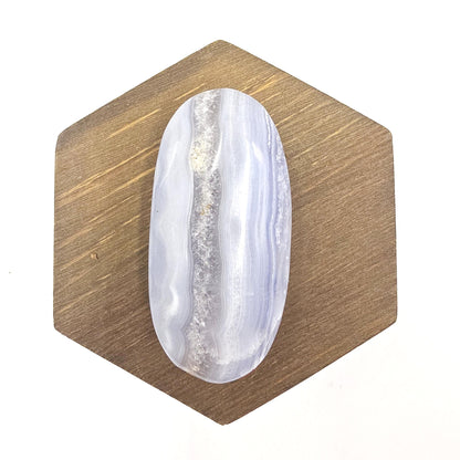 Blue Lace Agate Palm Stone – Calm, Communication & Throat Chakra Crystal, 60g