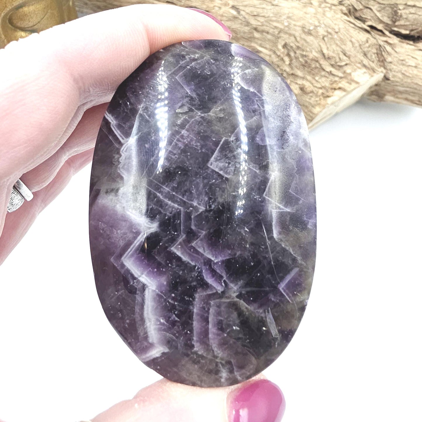 Large Dream Amethyst Palm Stone - Intuition & Spiritual Protection Crystal, 140g