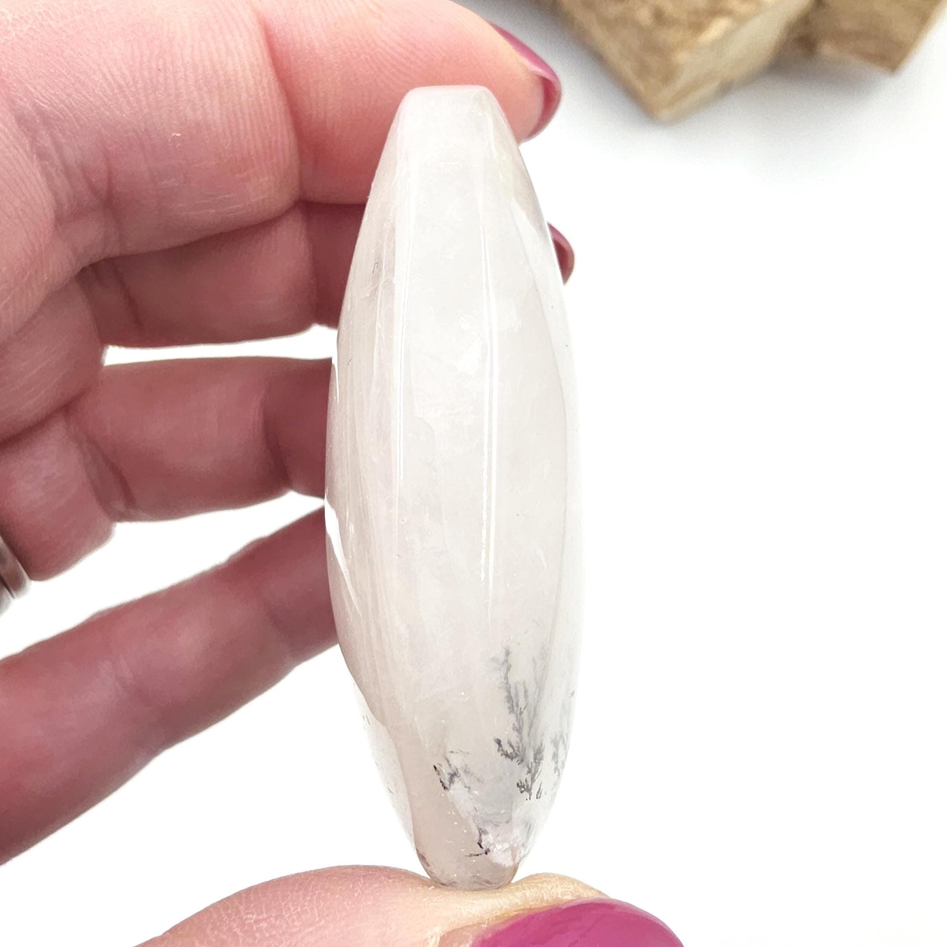 Rare Dendritic Quartz Palm Stone – Clarity, Growth and Root & Crown Chakra Crystal, 50g