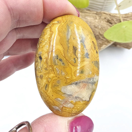 Crazy Lace Agate Palm Stone – Joy, Stability & Uplifting Energy Crystal, 45g