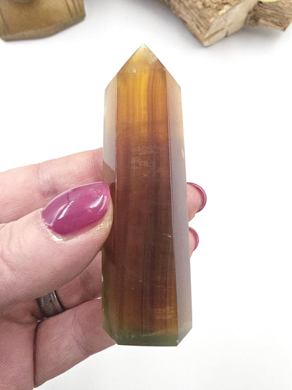 Green and Yellow Fluorite Tower (Jackfruit Fluorite) – Clarity, Positivity & Harmony Crystal Point, 7cm