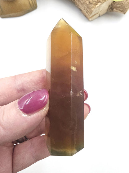 Green and Yellow Fluorite Tower (Jackfruit Fluorite) – Clarity, Positivity & Harmony Crystal Point, 7cm