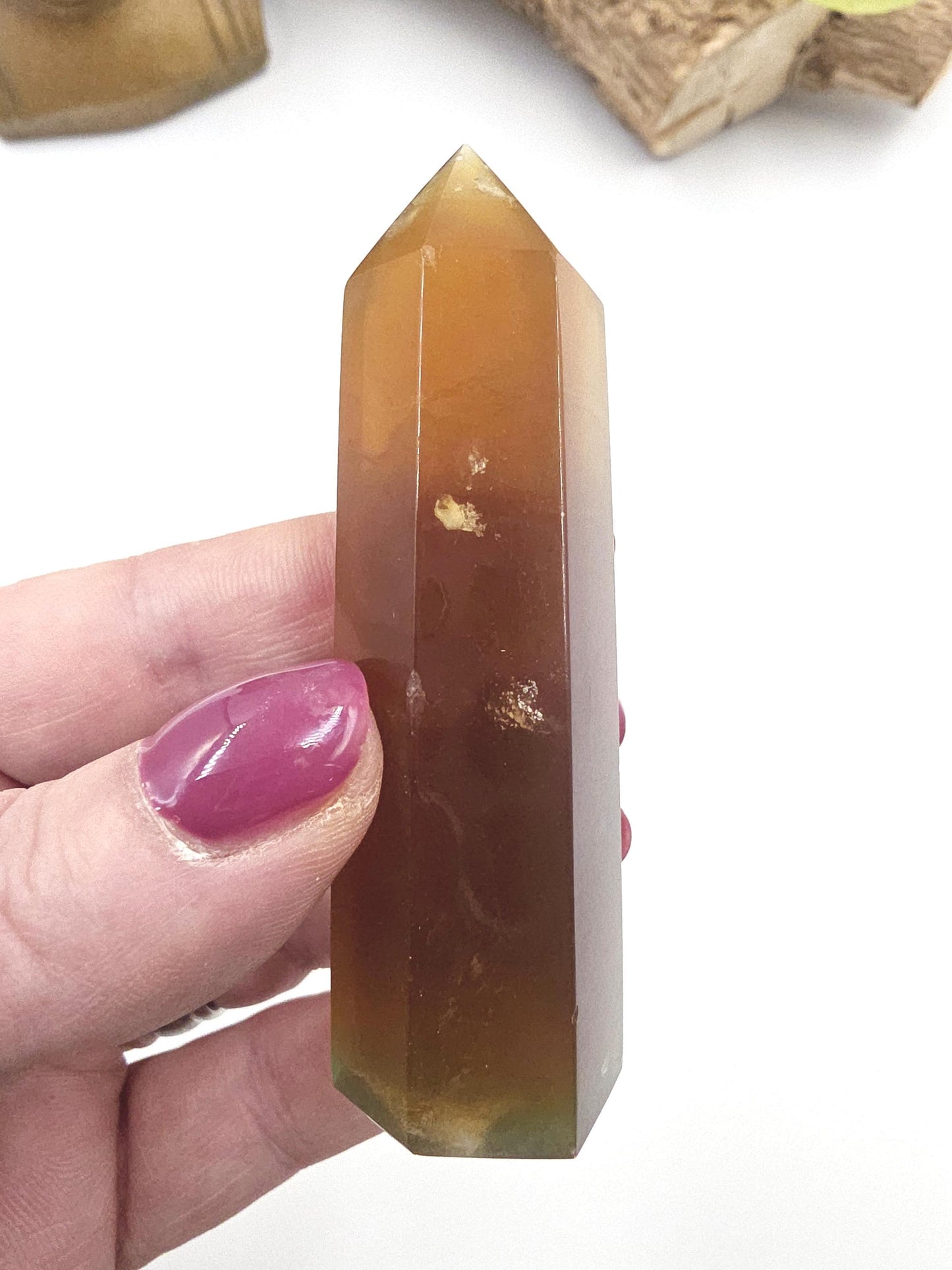 Green and Yellow Fluorite Tower (Jackfruit Fluorite) – Clarity, Positivity & Harmony Crystal Point, 7cm