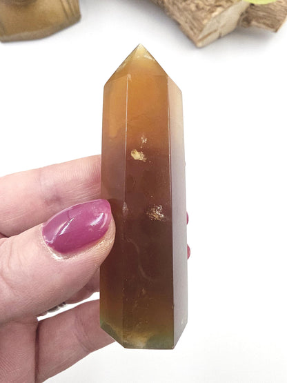 Green and Yellow Fluorite Tower (Jackfruit Fluorite) – Clarity, Positivity & Harmony Crystal Point, 7cm