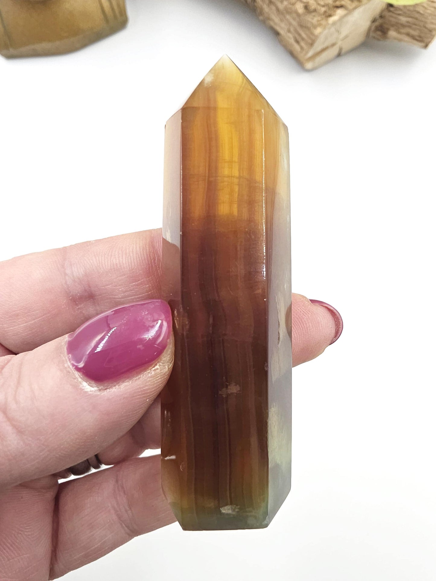 Green and Yellow Fluorite Tower (Jackfruit Fluorite) – Clarity, Positivity & Harmony Crystal Point, 7cm