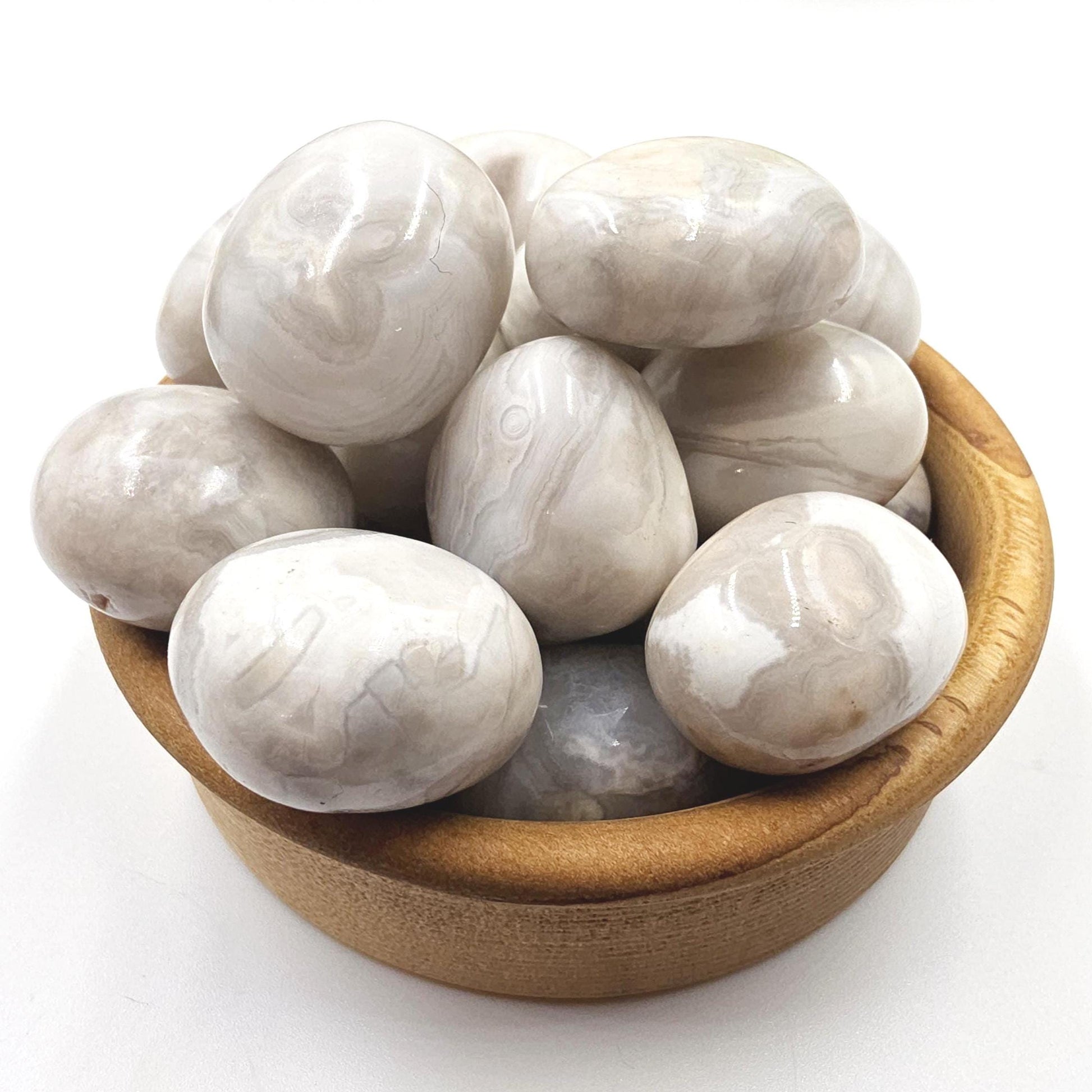 White Agate Tumble Stones – Calm, Emotional Balance & Healing Crystal, 2-3cm