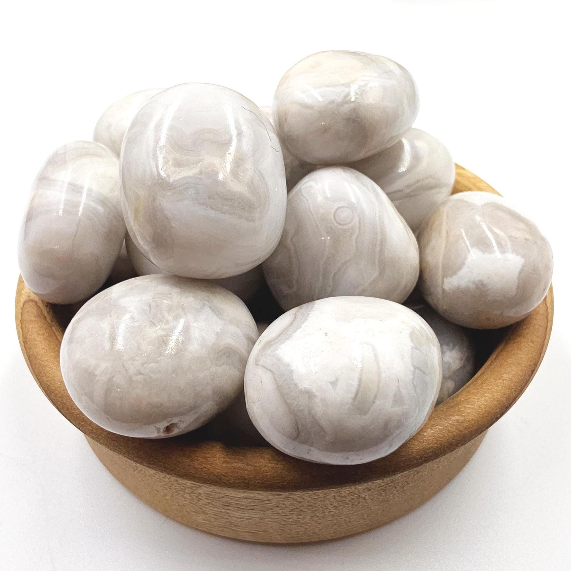 White Agate Tumble Stones – Calm, Emotional Balance & Healing Crystal, 2-3cm