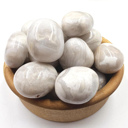White Agate Tumble Stones – Calm, Emotional Balance & Healing Crystal, 2-3cm