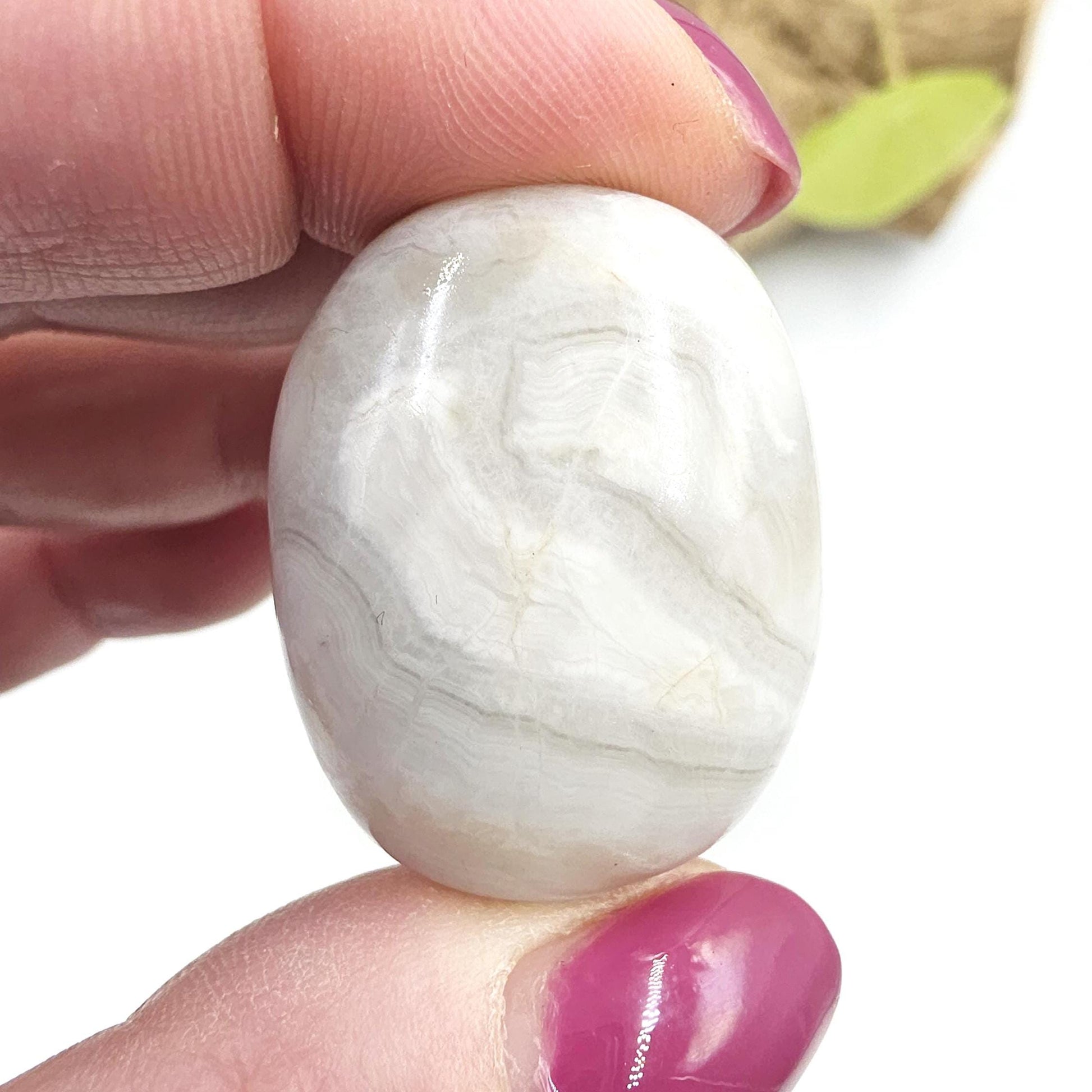 White Agate Tumble Stones – Calm, Emotional Balance & Healing Crystal, 2-3cm