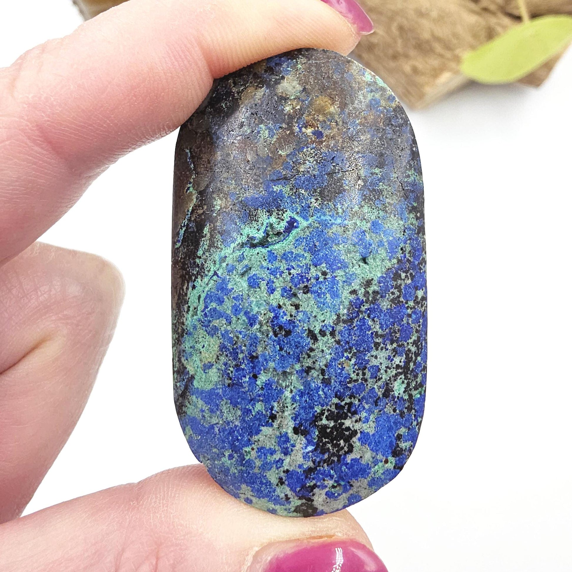 Rare Azurite Palm Stone - Intuition & Spiritual Insight Third Eye Chakra Crystal - 50g