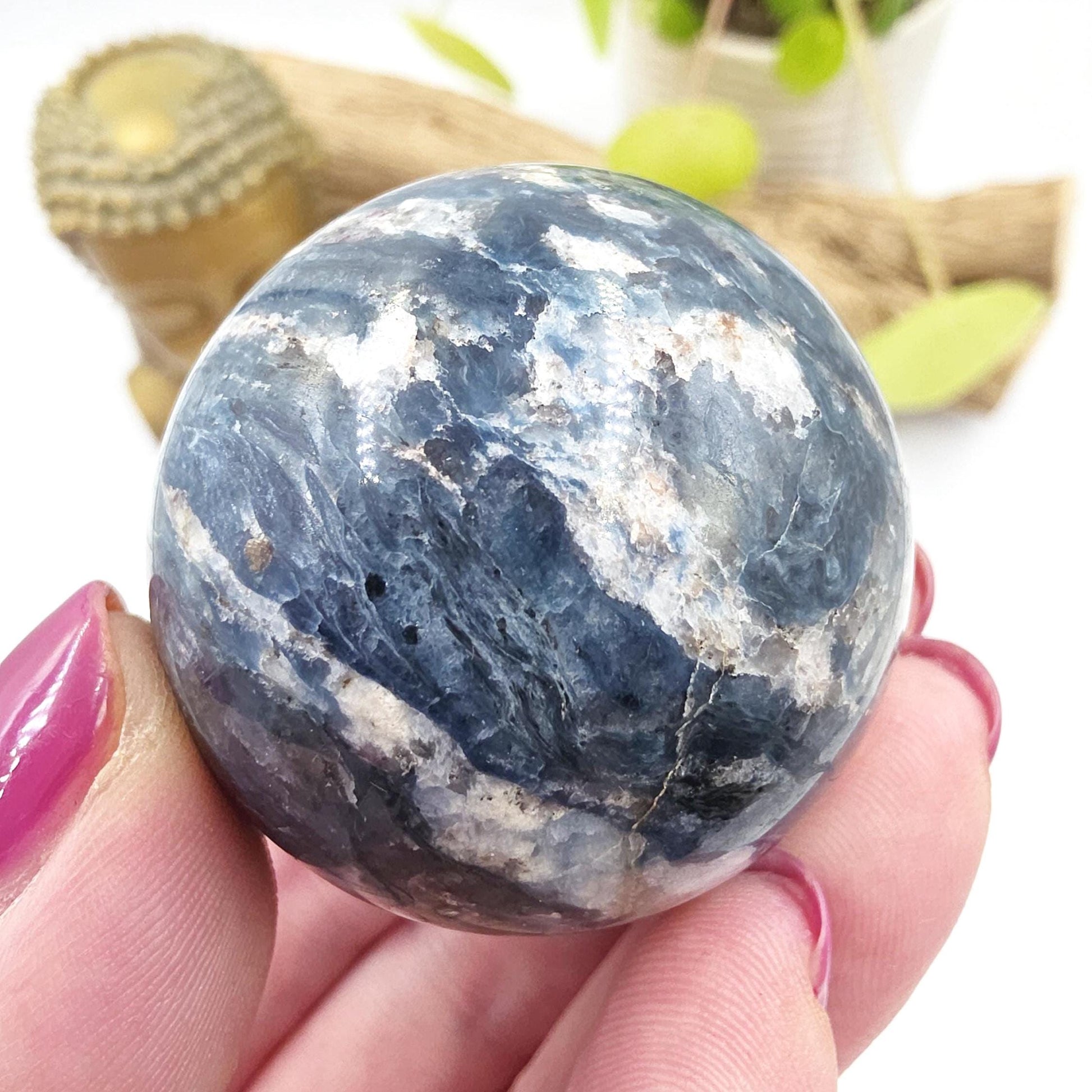 Rare Dumortierite Sphere - Patience, Confidence & Mental Clarity Healing Crystal Ball, 44mm
