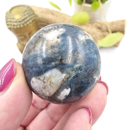 Rare Dumortierite Sphere - Patience, Confidence & Mental Clarity Healing Crystal Ball, 44mm