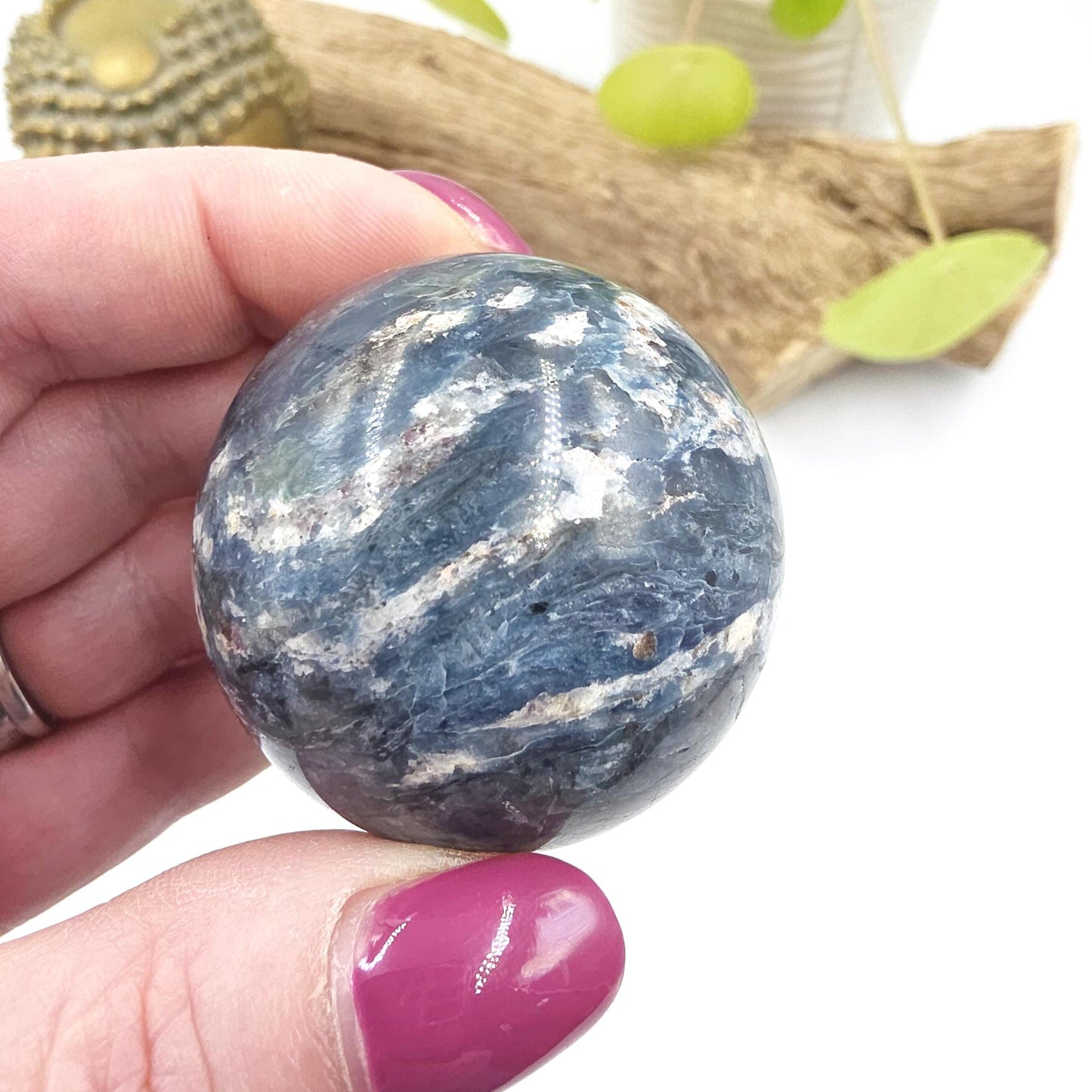 Rare Dumortierite Sphere - Patience, Confidence & Mental Clarity Healing Crystal Ball, 44mm