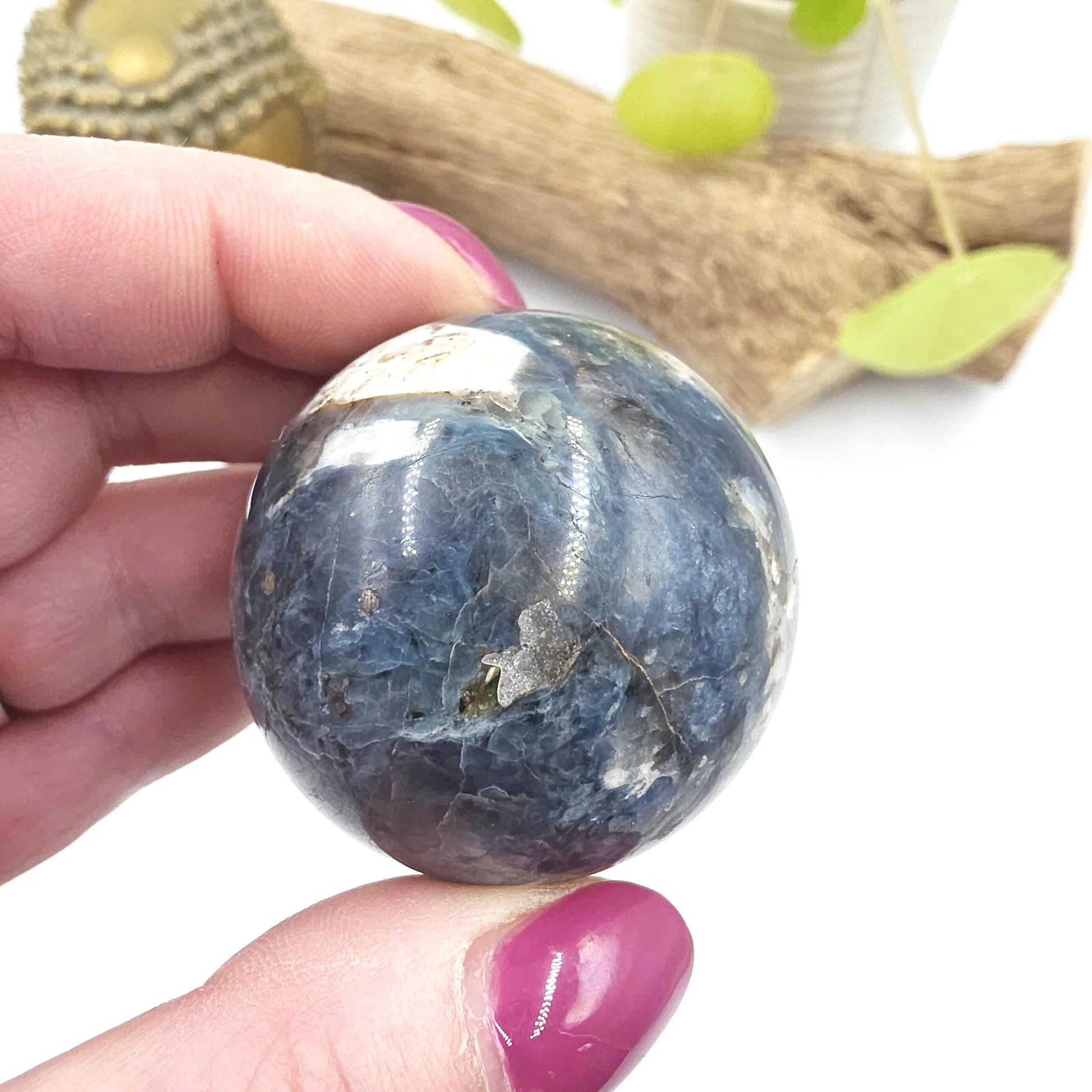 Rare Dumortierite Sphere - Patience, Confidence & Mental Clarity Healing Crystal Ball, 44mm