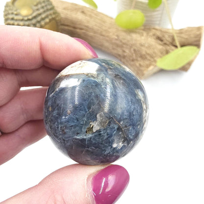Rare Dumortierite Sphere - Patience, Confidence & Mental Clarity Healing Crystal Ball, 44mm