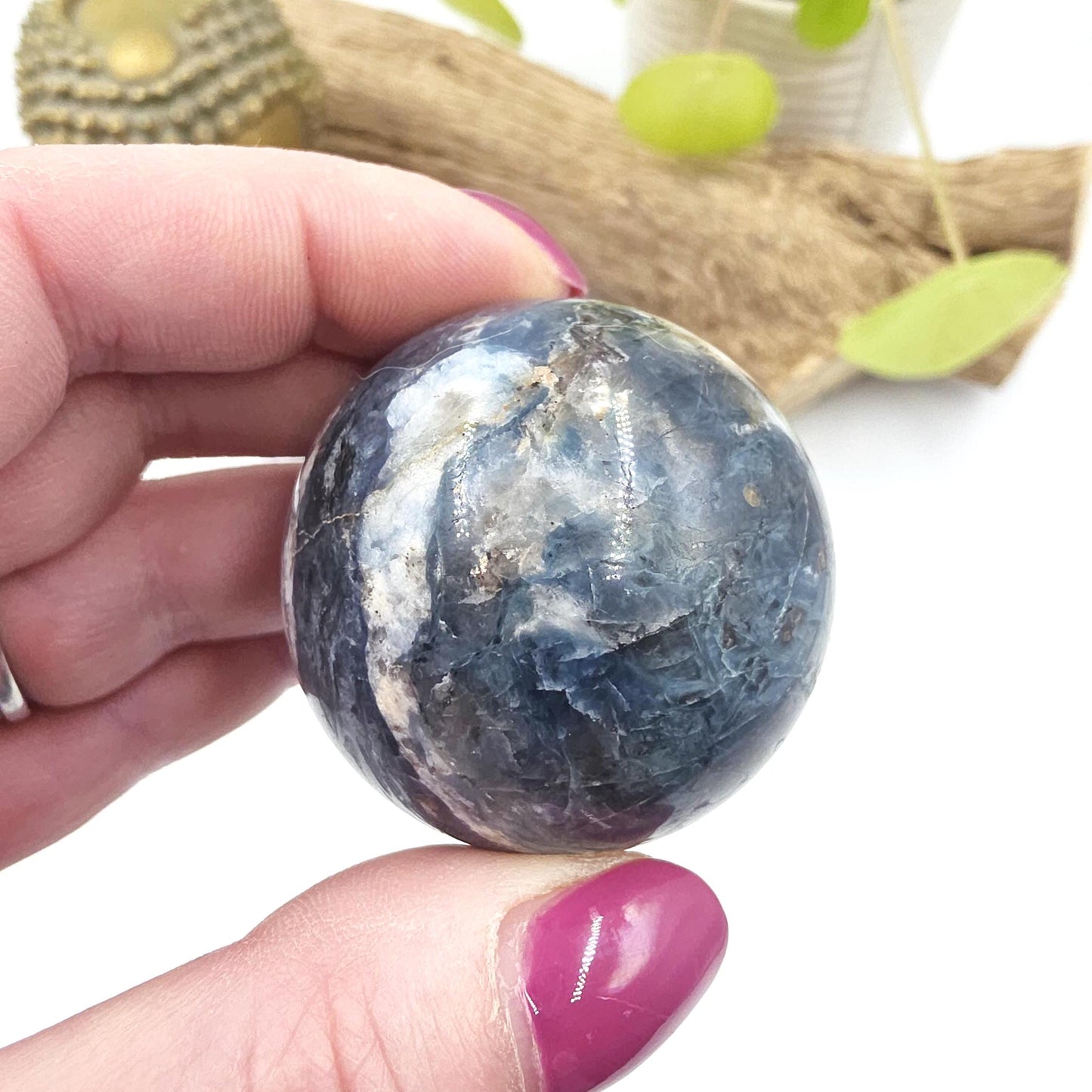 Rare Dumortierite Sphere - Patience, Confidence & Mental Clarity Healing Crystal Ball, 44mm