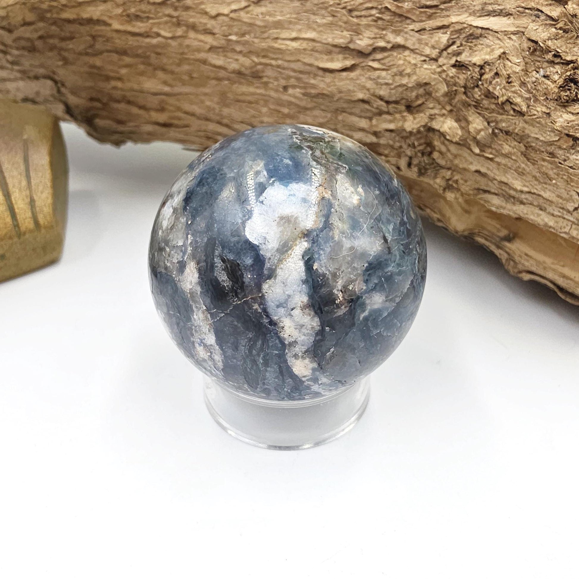 Rare Dumortierite Sphere - Patience, Confidence & Mental Clarity Healing Crystal Ball, 44mm