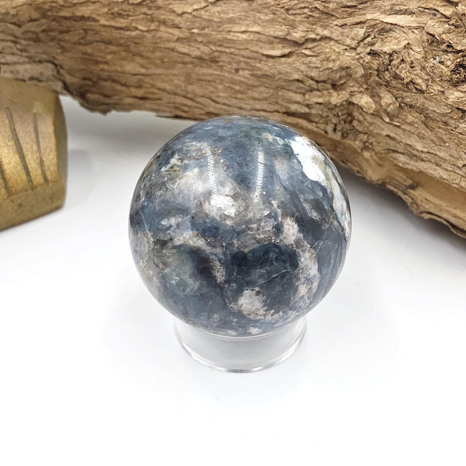 Rare Dumortierite Sphere - Patience, Confidence & Mental Clarity Healing Crystal Ball, 44mm