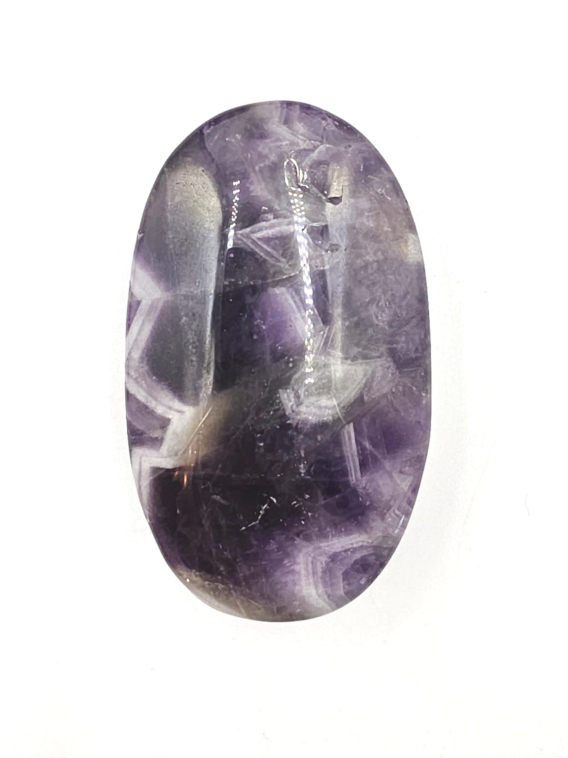 Dream Amethyst (Chevron Amethyst) Palm Stone – Calm, Intuition & Crown Chakra Crystal, 95g