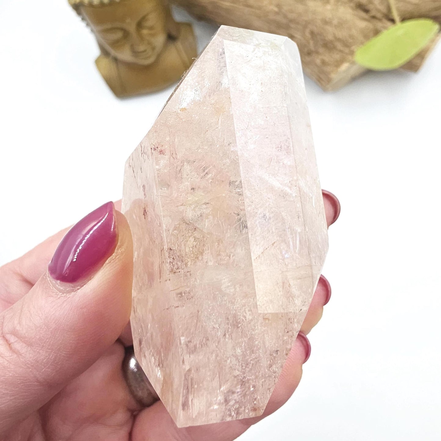Pink Lemurian Quartz Freeform with Rainbow Flashes – Spiritual Growth, Love & Energy Amplification Crystal, 155g