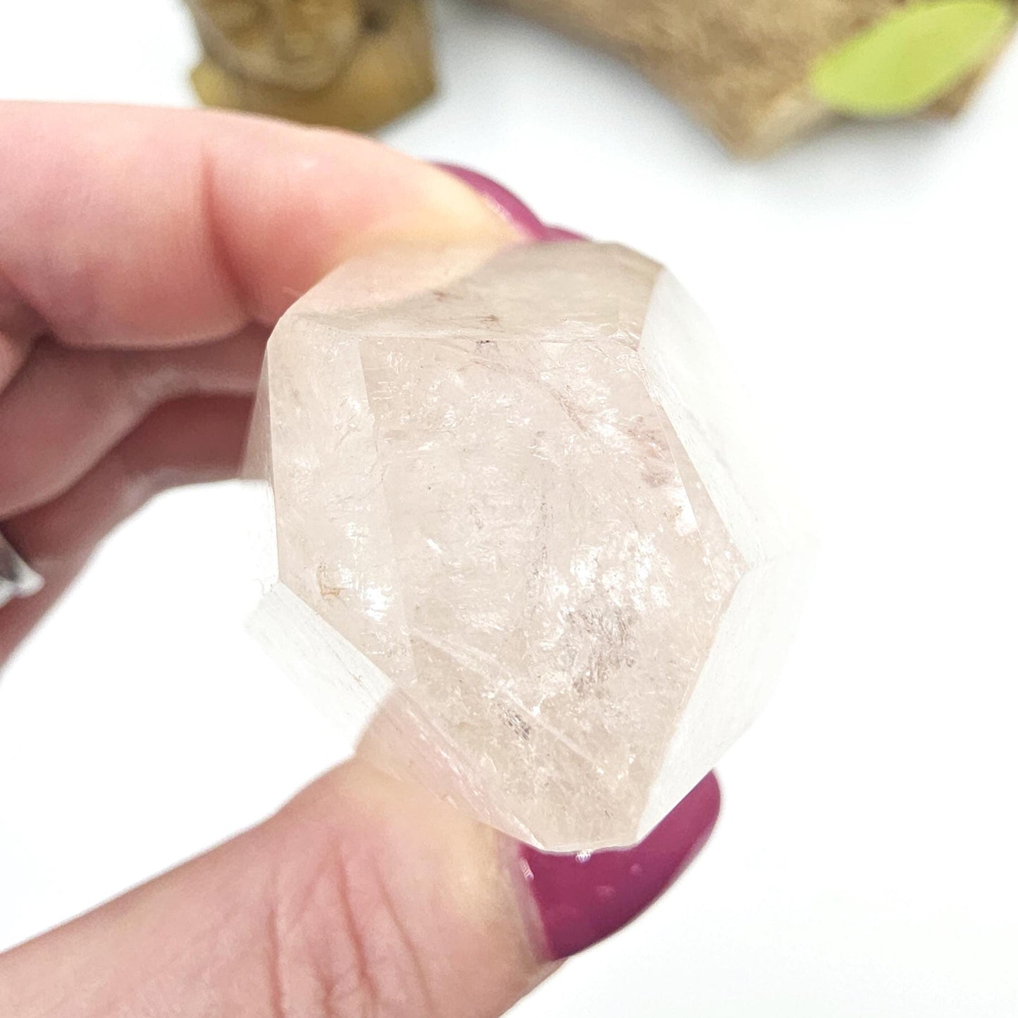 Pink Lemurian Quartz Freeform with Rainbow Flashes – Spiritual Growth, Love & Energy Amplification Crystal, 155g