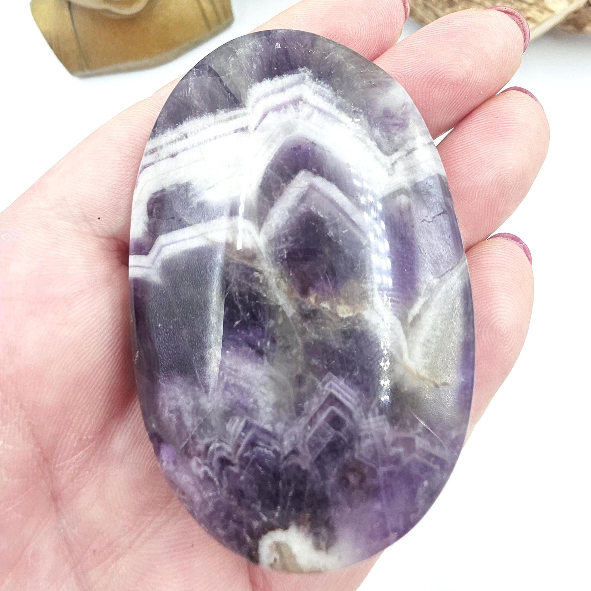 Large Dream Amethyst Palm Stone - Intuition & Spiritual Protection Crystal, 105g