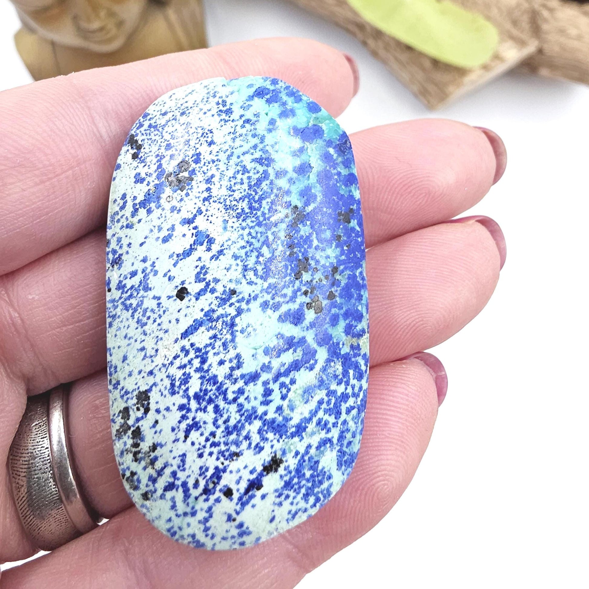 Rare Azurite Palm Stone - Intuition & Spiritual Insight Third Eye Chakra Crystal - 30g