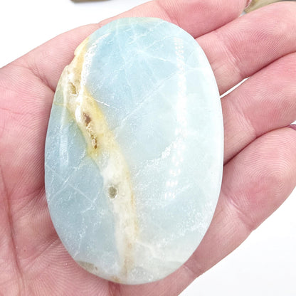 Caribbean Calcite Palm Stone – Calm, Intuition & Soothing Energy Crystal, 55g