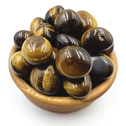 Golden Yellow Tiger’s Eye Tumble Stones – Confidence, Protection & Solar Plexus Chakra Crystal, 2-3cm