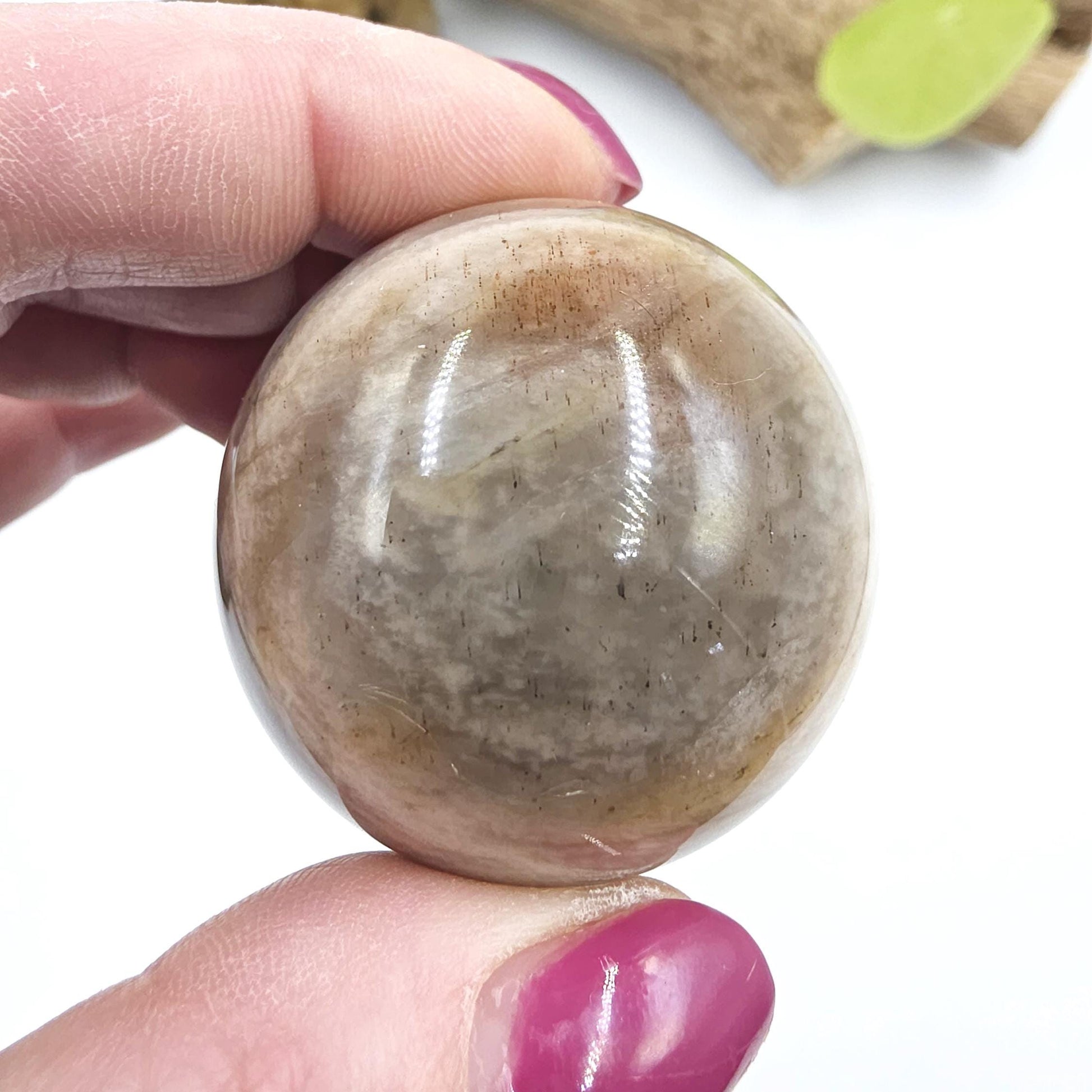 Black Moonstone & Sunstone Sphere – Protection, Joy and Root and Sacral Chakra Crystal, 42mm