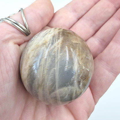 Black Moonstone & Sunstone Sphere – Protection, Joy and Root and Sacral Chakra Crystal, 42mm